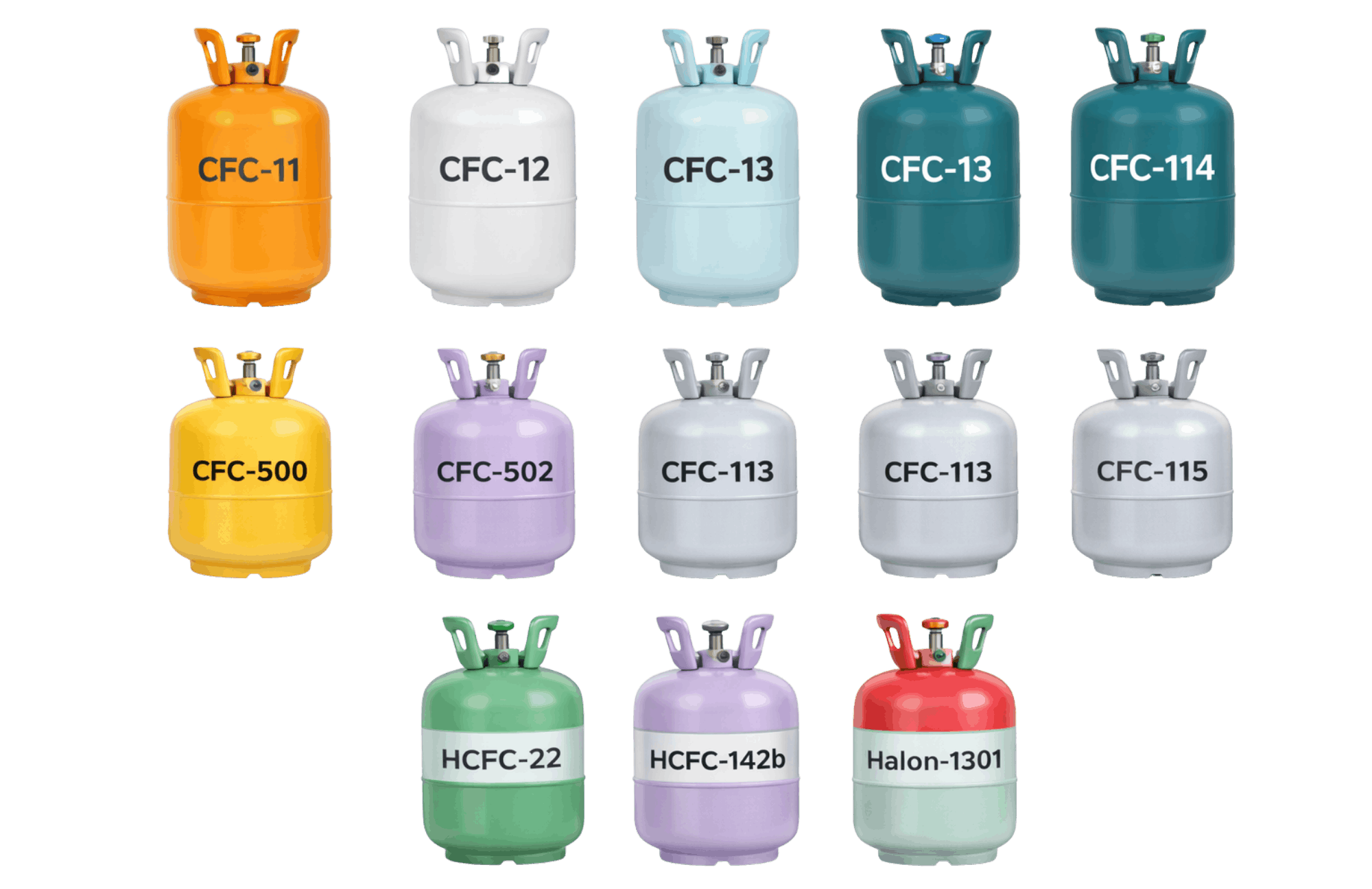 CFC and HCFC refrigerant gas cylinders